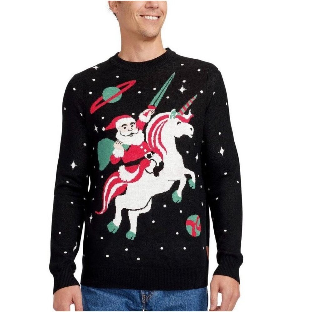 Tipsy Elves Men’s Santa Unicorn Ugly Christmas Sweater size XL NWT